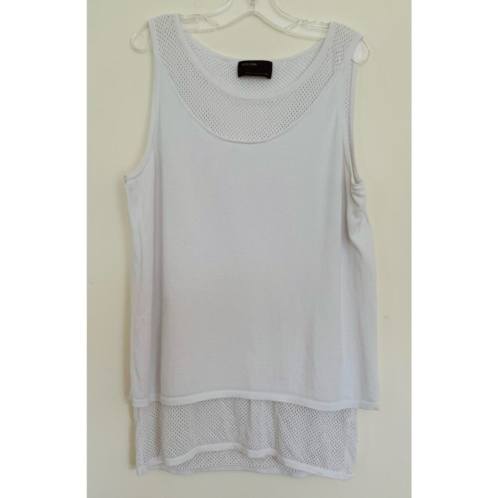Kerisma Knits White Sleeveless Crocheted Mesh Layer Tank Top Size S / M